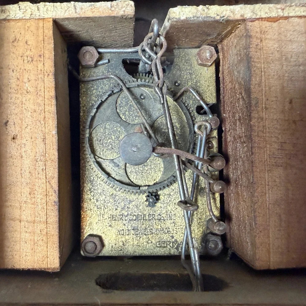 Henry Coehler Vintage Small Cuckoo Clock Parts German Mechanical Movement Wood